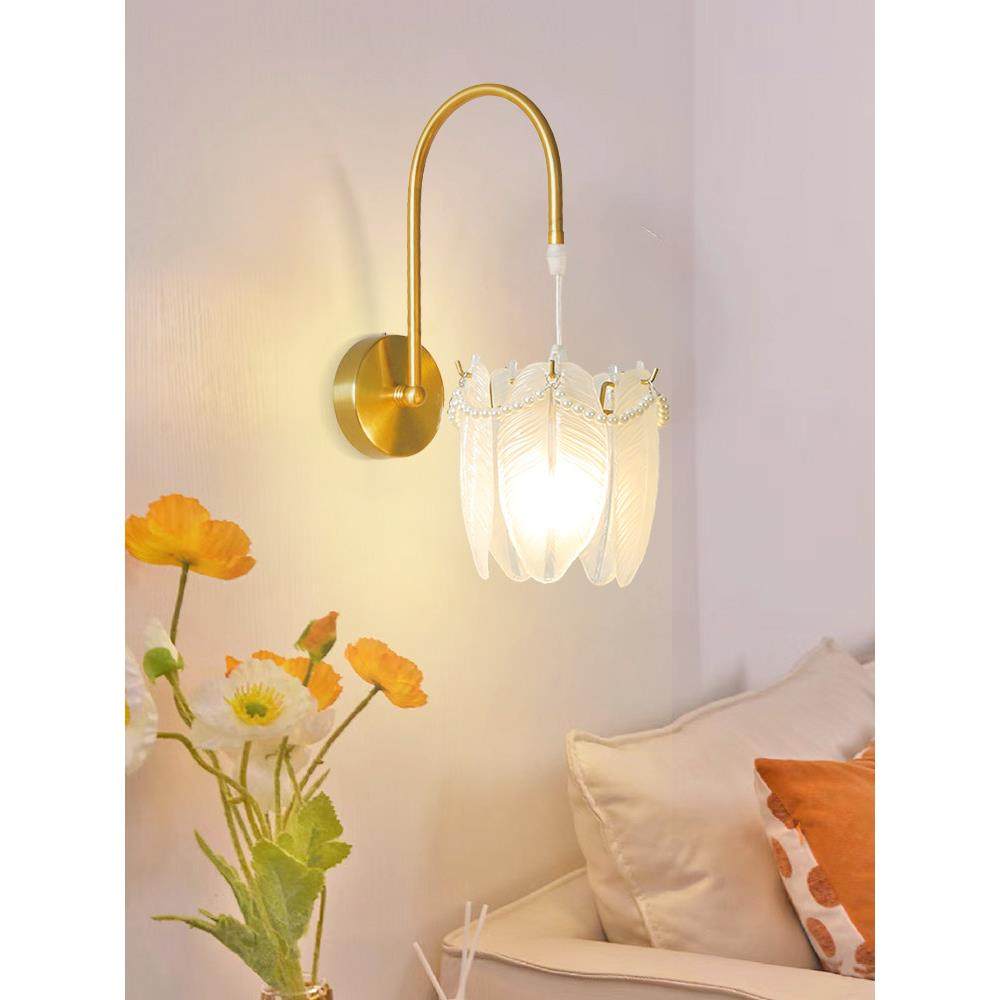 轻型豪华卧室床头壁灯法式奶油风格羽毛护眼水晶灯简约现代过道背,3C数码配件,USB多功能数码宝,淘宝优惠券,粉丝福利购,淘宝优惠卷