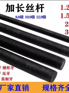 国标8.8/10.9/12.9级一米牙条丝杆全牙螺纹通丝M8M16M20M24镙丝杆