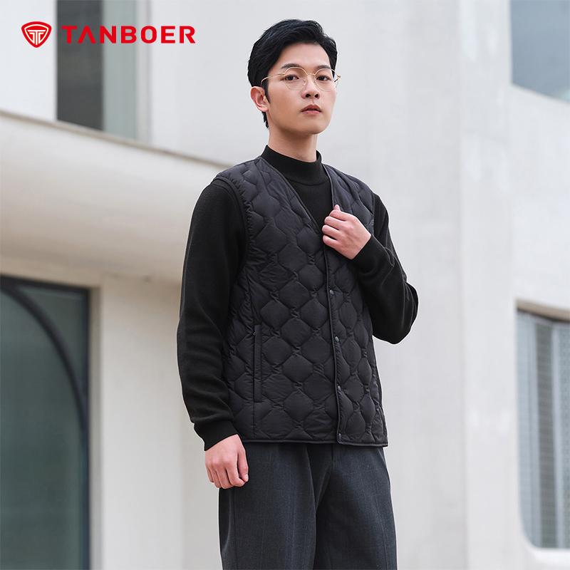 坦博尔2025冬季新款短款羽绒马甲