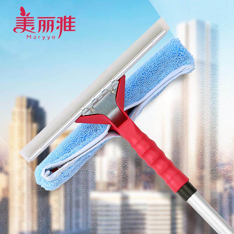 美丽雅擦玻璃器家用玻璃刮水器清洁洗车工具高层双面擦地刮伸缩杆