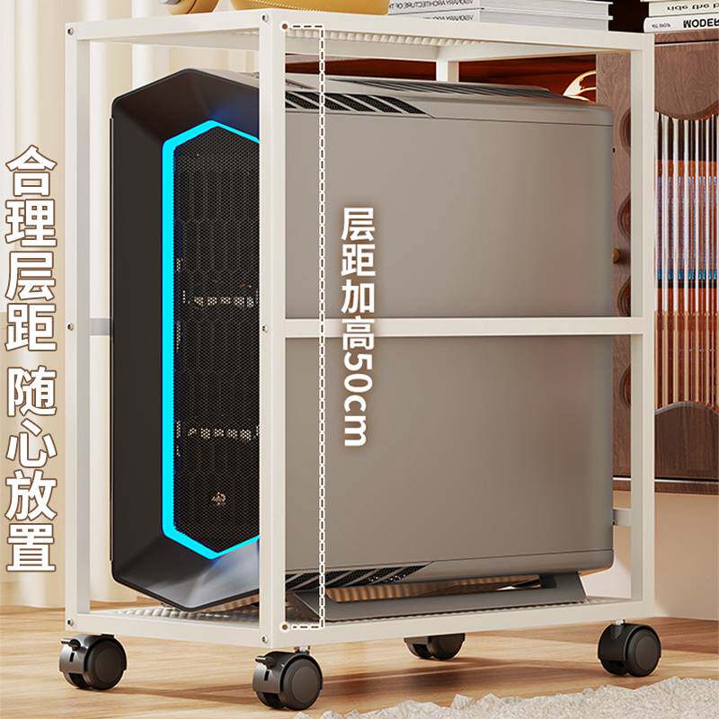 储物柜架机箱置物架放置主机托双层架移动小型打印机桌边办公室架