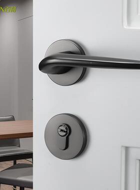 灰色卧室门室内木门锁把手静门音磁吸家用分体BJ室内灰锁具现代房