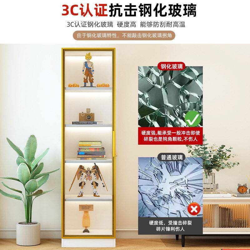 实木门书柜用带玻璃书架落置物架自由635客厅地家储物柜展示柜