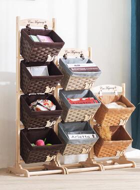 A9L落地置物架卧室客通玩具收纳架厅杂物服厨房衣多层收纳OGL篮卡