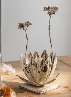 A1549【无现货Custeod单】美式复古铁旧烛台摆件做民艺宿装饰小烛