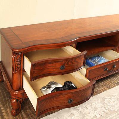 式视柜全实木茶几组合小户型客厅复式古欧家用LS66101美电家具地