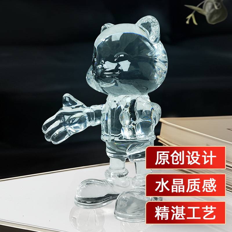 轻奢亚克力摆件创意猫摆饰桌面装饰品小装饰家居工艺品水晶猫咪