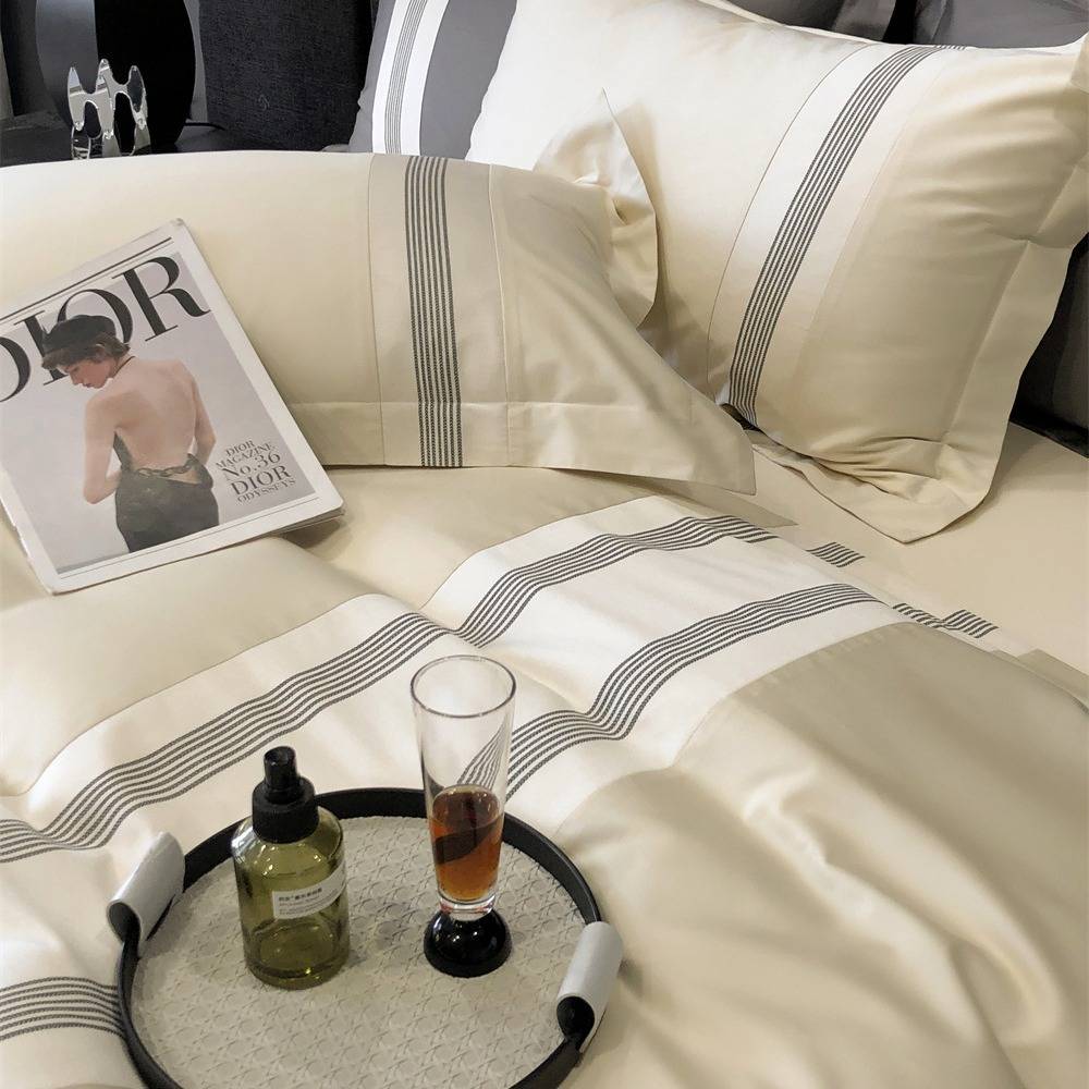 SUER伦敦气质100支长绒棉贡缎柔软四件套 五星级酒店全棉纯色床品