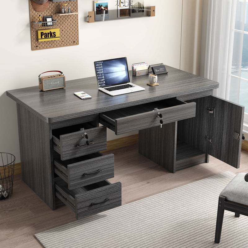 生态板全实木书桌学生电脑桌卧室写字台带抽屉办公桌家用现代简约
