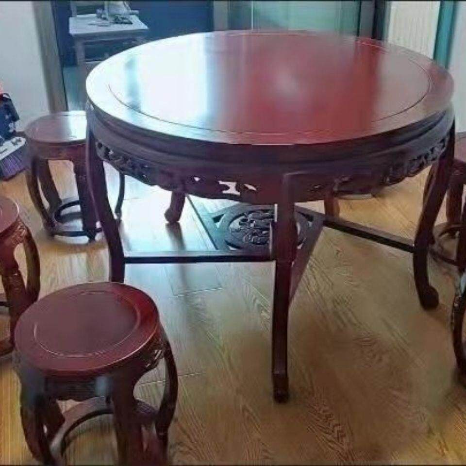 中式仿古实木桌椅户型圆桌圆餐形餐厅圆桌见详情餐小桌雕家用花客