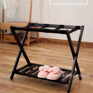 实木楠竹行李架黑室色家用民宿折叠卧收架双架层多功nz100能置纳