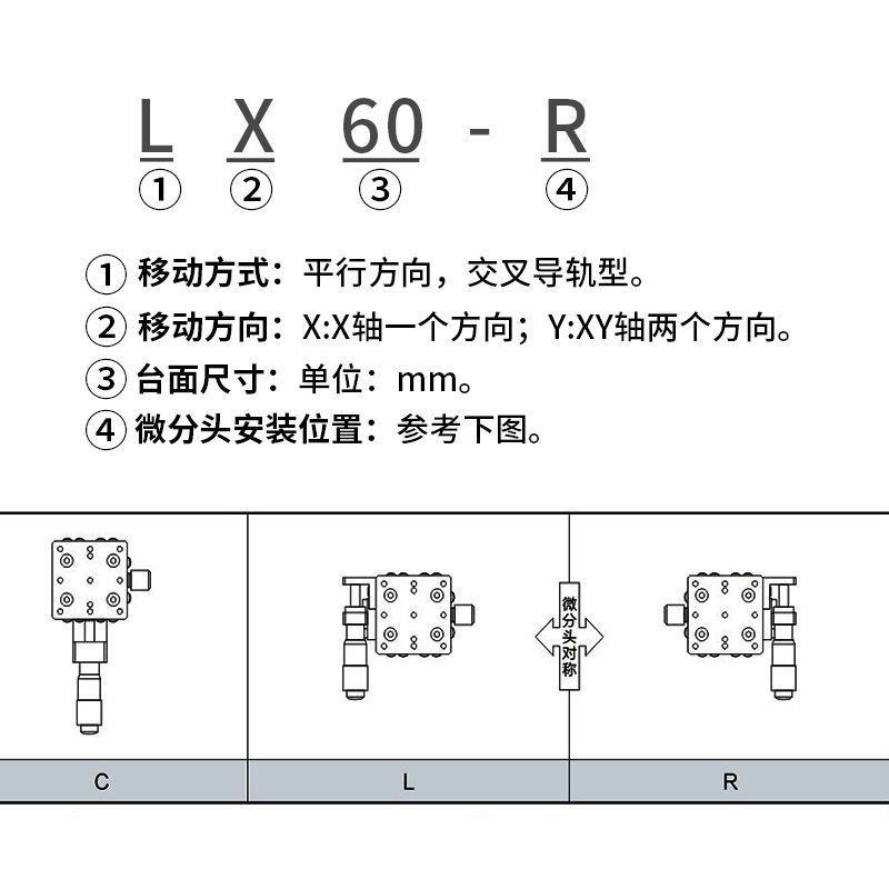 X轴光学对位平台L40/60X80/90/125密-L-R-C手动位移精微默认项/调