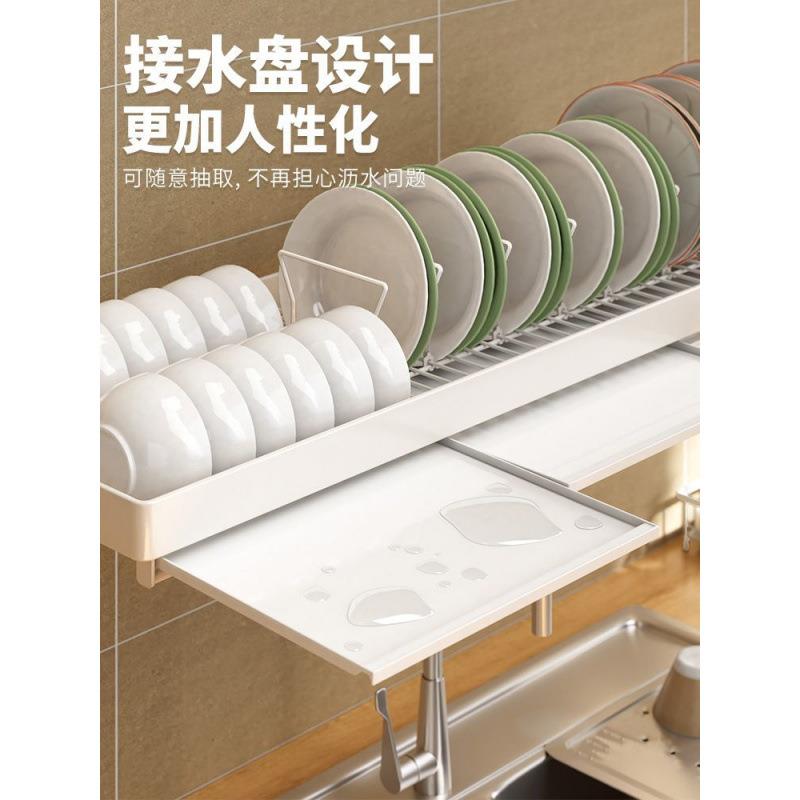 厨房碗碟收纳12架洗水碗槽置架钢水槽窗台碗架窗户壁挂式不锈物沥