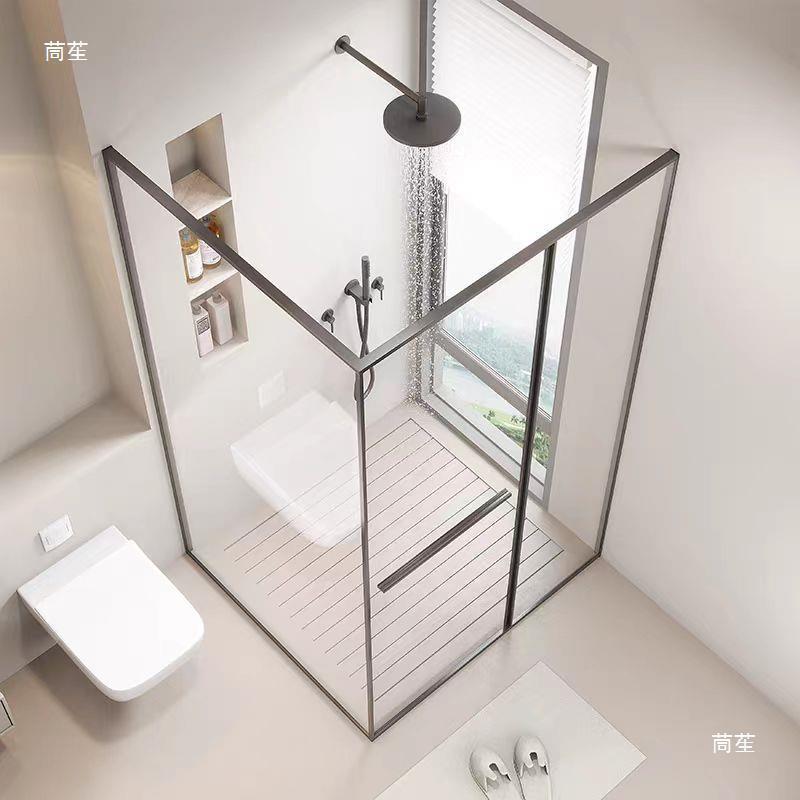 户极窄型侧移门淋浴房干L湿分离卫玻璃隔断小型生间内飞459侧滑浴