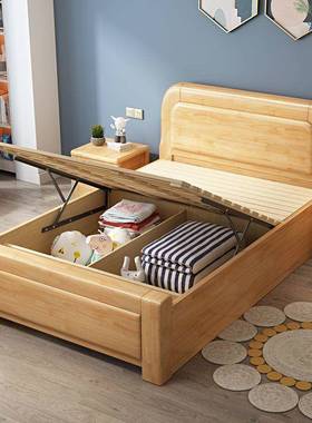 老979实木男单人床一米1./1.35m白色儿童女孩人1.5m1.82米双人储物床