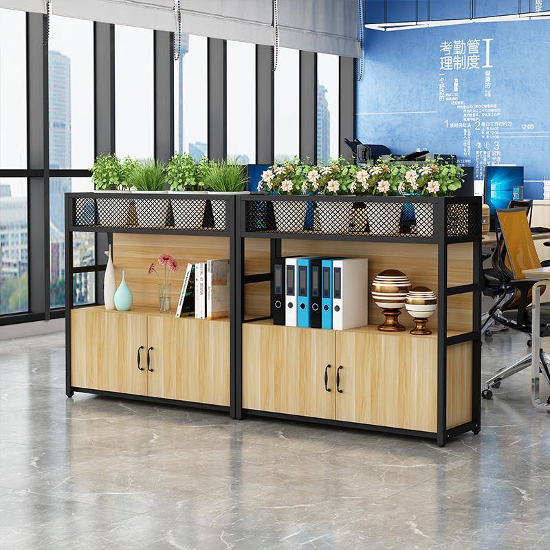 s办公室槽HCG001柜花屏风断隔柜桌边矮柜文件柜铁艺花架储物柜区c