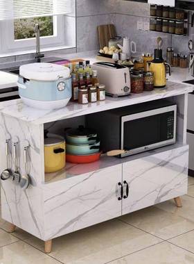 MNB边岩板餐柜厨房物切菜桌落地家用多层微波炉烤箱置茶物架储柜