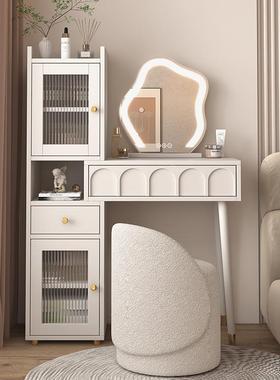 奶油风梳妆台XDO卧室现简约小户型柜收纳床头柜化妆台书桌代一体