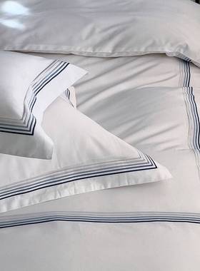 高端酒店四件套100支白色全棉十件套床品bed sheet set 床单被套