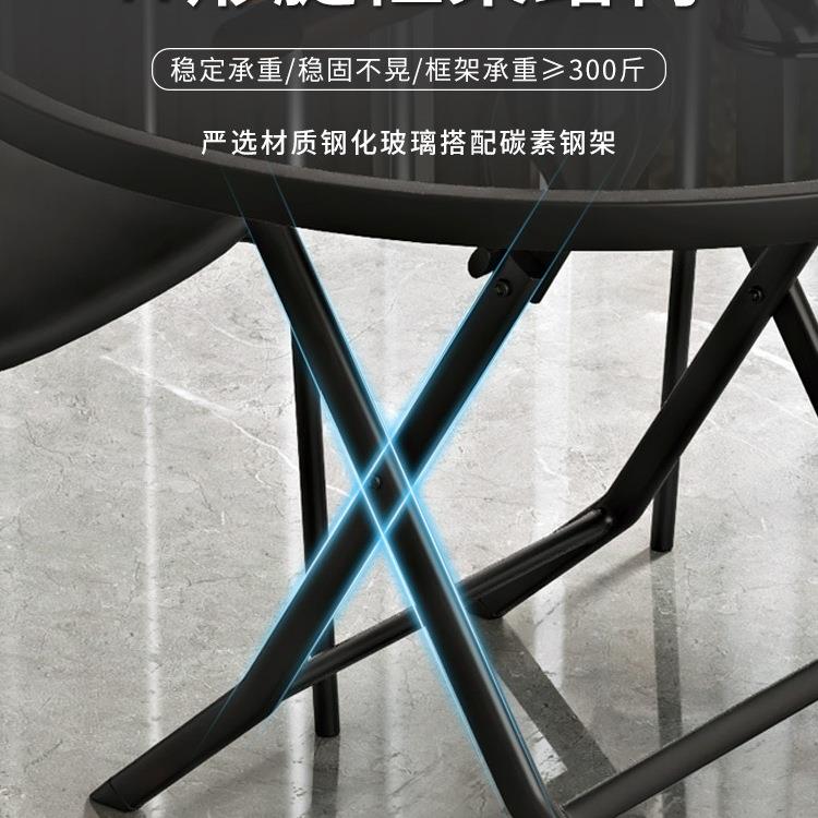 餐桌家用户型方桌圆桌型折叠桌四户外吃饭小桌钢化玻小璃折叠WDIQ