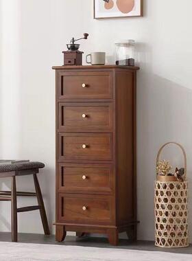 实木五斗柜物客厅边抽屉储柜柜卧室床头柜收纳迷你木YHM角质窄小