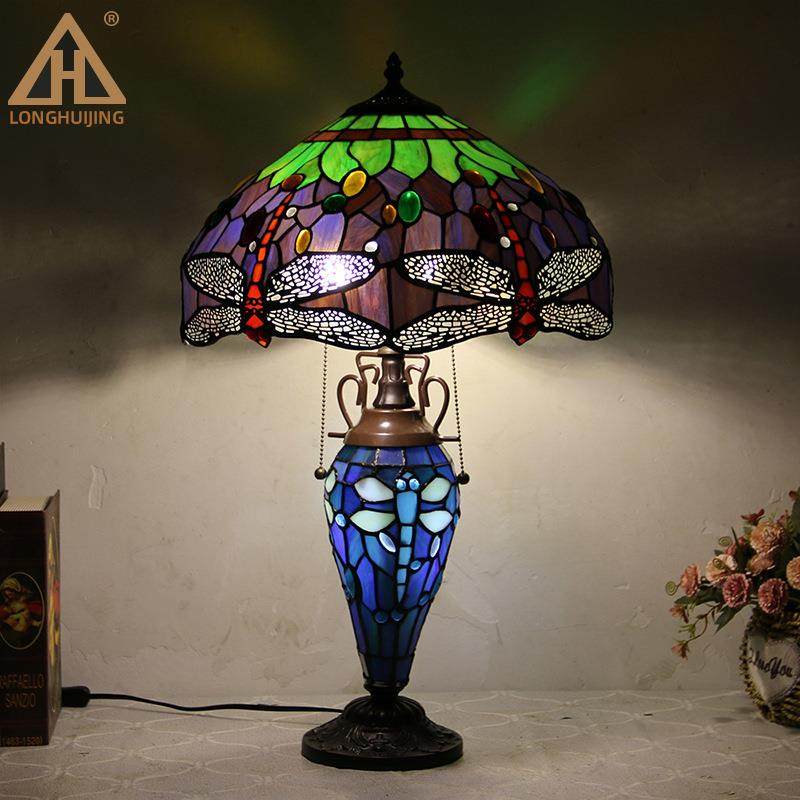 厂家新客厅卧室蜻蜓子母台大复古温馨LHJ-TD16灯别品墅酒店彩色玻,家装灯饰光源,装饰台灯,淘宝优惠券,粉丝福利购,淘宝优惠卷