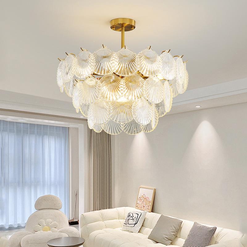 光全简谱轻奢护眼客厅吊灯现代约大气水晶贝餐厅壳灯585法式卧室