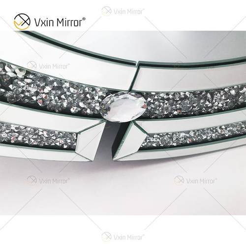 厂家威尼斯壁镜圆饰形木质挂墙妆碎钻面玻璃家具玄关366镜卧镜室