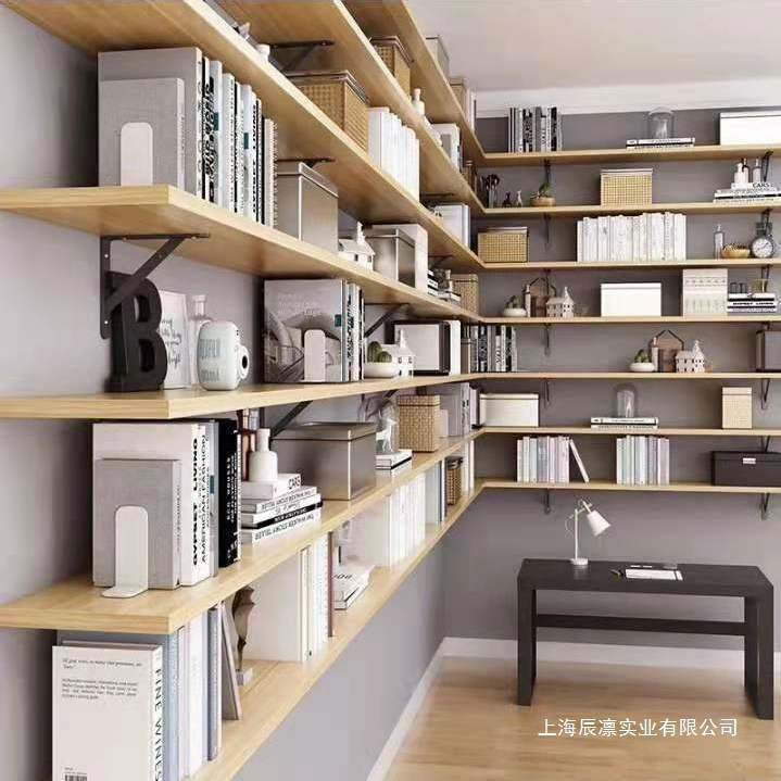 墙上置物架商用重型货架多层壁挂式房间书架挂墙长条货架一字隔板
