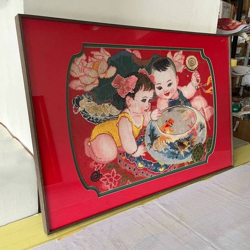 年画娃娃十字绣成品不带框纯手工出售已绣好的2025新款龙凤呈祥