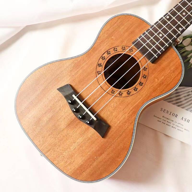 23寸尤克UKULELE乌克丽丽四弦小吉他全桃花芯木镶边 高端乐器现货