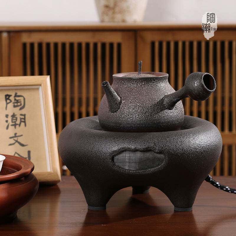 【陶潮文创】潮州砂铫烧水茶具窑变黑砖砂铫壶陶壶煮水煮茶壶陶瓷