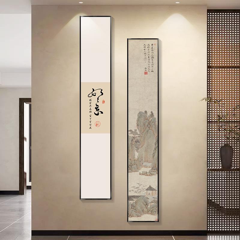 见山竖幅字画办公室挂玄画关装饰室画中式茶壁画廊过道尽头JJ9087