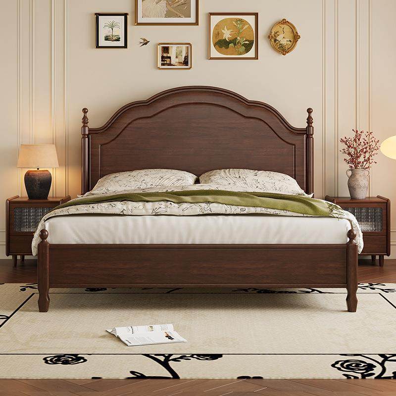 人美式轻婚奢实木床法式复古床主卧1.床8M02#米双主卧室现代简约