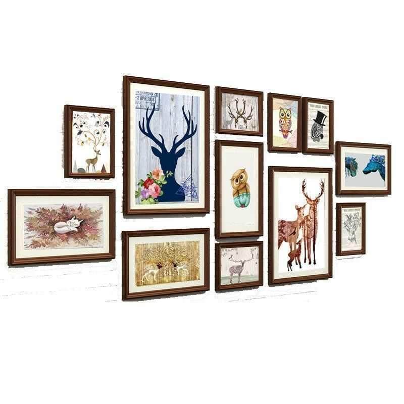 厅照片墙2实木1框客创F87MJ5H9意相框挂墙组合餐简约现代墙上装厅