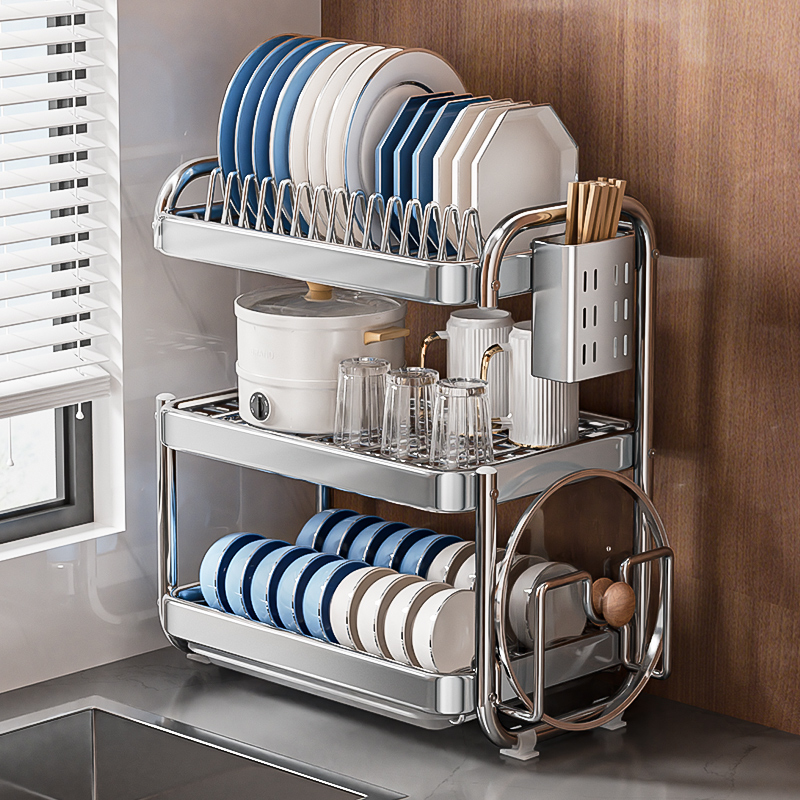 304不锈钢碗碟收纳架沥水碗盘厨房置物架多功能放碗碟子盘子碗架