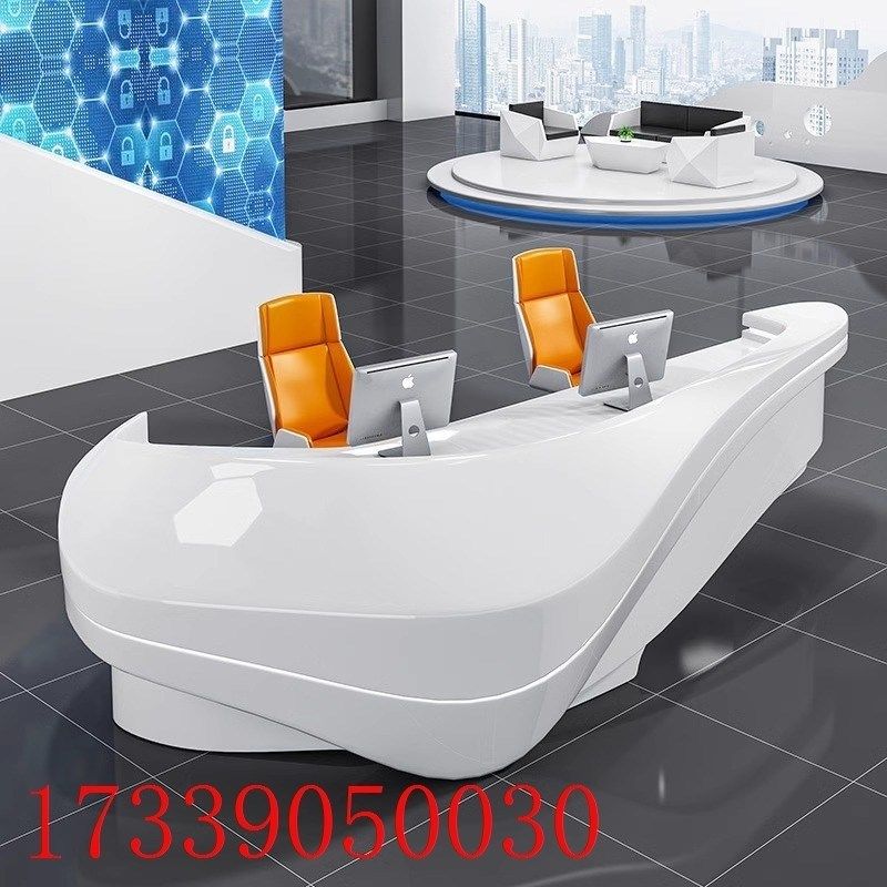 美容院烤漆吧台收银台酒店公司前台接待台玻璃钢现代简约轻奢柜台