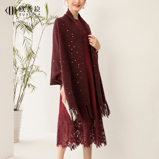 羊毛围巾外套上衣披肩婚礼妈妈装礼服配饰秋冬装毛衣开衫婚宴