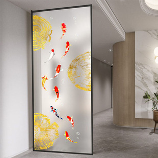 定制艺术玻璃屏风l隔断墙客厅进门遮挡入户玄关现代简约卧室卫生