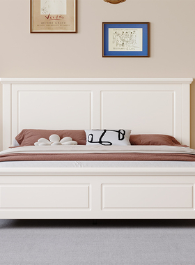 白色实木床美式1.5米p现代简约1米8床双人床1米5北欧床2米主卧大