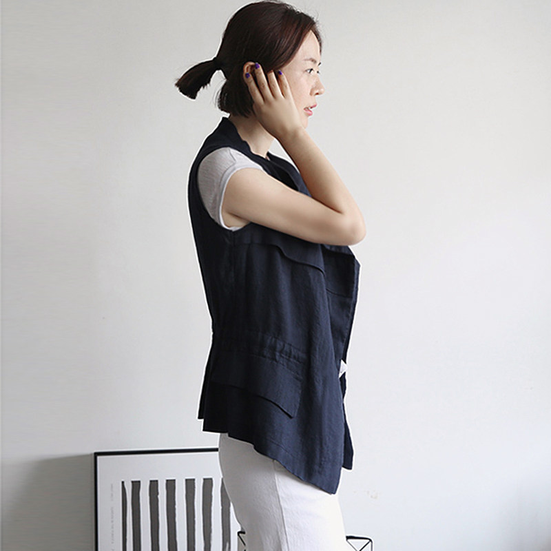 2021韩版马甲外套女百搭坎肩外穿夏季薄款棉麻短款马夹背心夏天潮图片