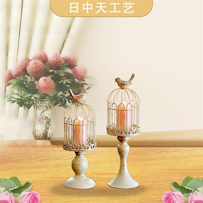 欧式鸟笼c烛台铁艺摆件浪漫婚庆装饰道具美式复古烛台酒店餐厅摆图片