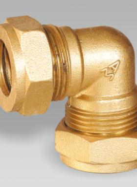 埃美柯 LK-626 铜管件 90度黄铜卡套弯头 DN15 22 28 35
