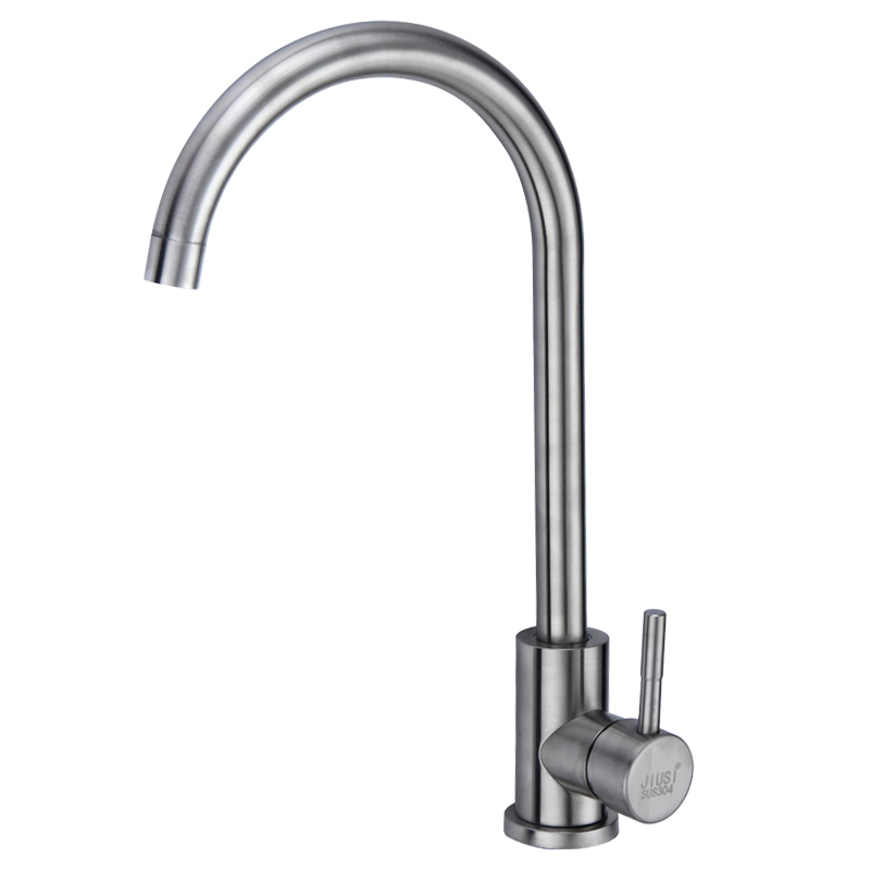 厨房洗菜盆高档冷热SUS304不锈钢水龙头阳台家用单孔拉丝水龙头