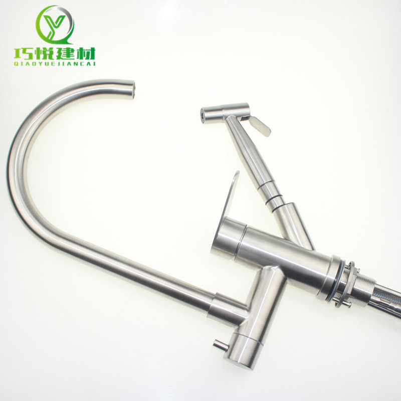 比邻新居不锈钢机器人冷热厨房抽拉喷枪伸缩洗菜盆水槽旋转水龙头