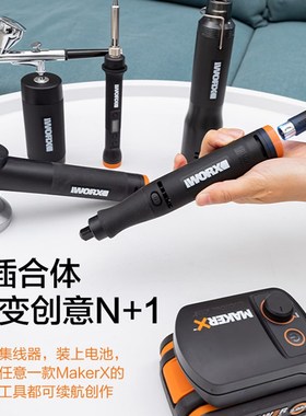 威克士MakerX小型充电角磨锂电打磨抛光切割雕刻机多功能工具套装