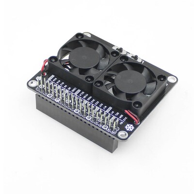 树莓派RaspberryPi3B+/4B LED散热双风扇模块 炫光降温风扇扩展板