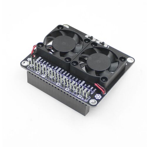 树莓派RaspberryPi3B+/4B LED散热双风扇模块 炫光降温风扇扩展板