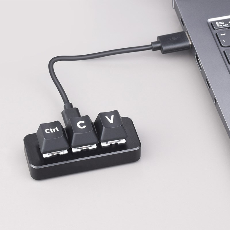 Ctrl C V程序员键盘 CV复制粘贴快捷键小键盘 三键键盘编程开发板