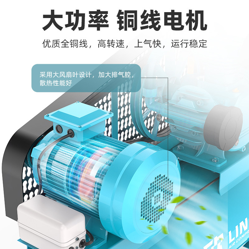 凌欧工业活塞空压机木工高压打气泵空气压缩机大型皮带式380V220V图片